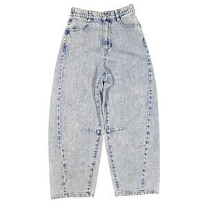 PINK LATTE ACID‑WASH HIGH‑RISE JEANS – SIZE S/140 – LIGHT BLUE – VINTAGE STYLE